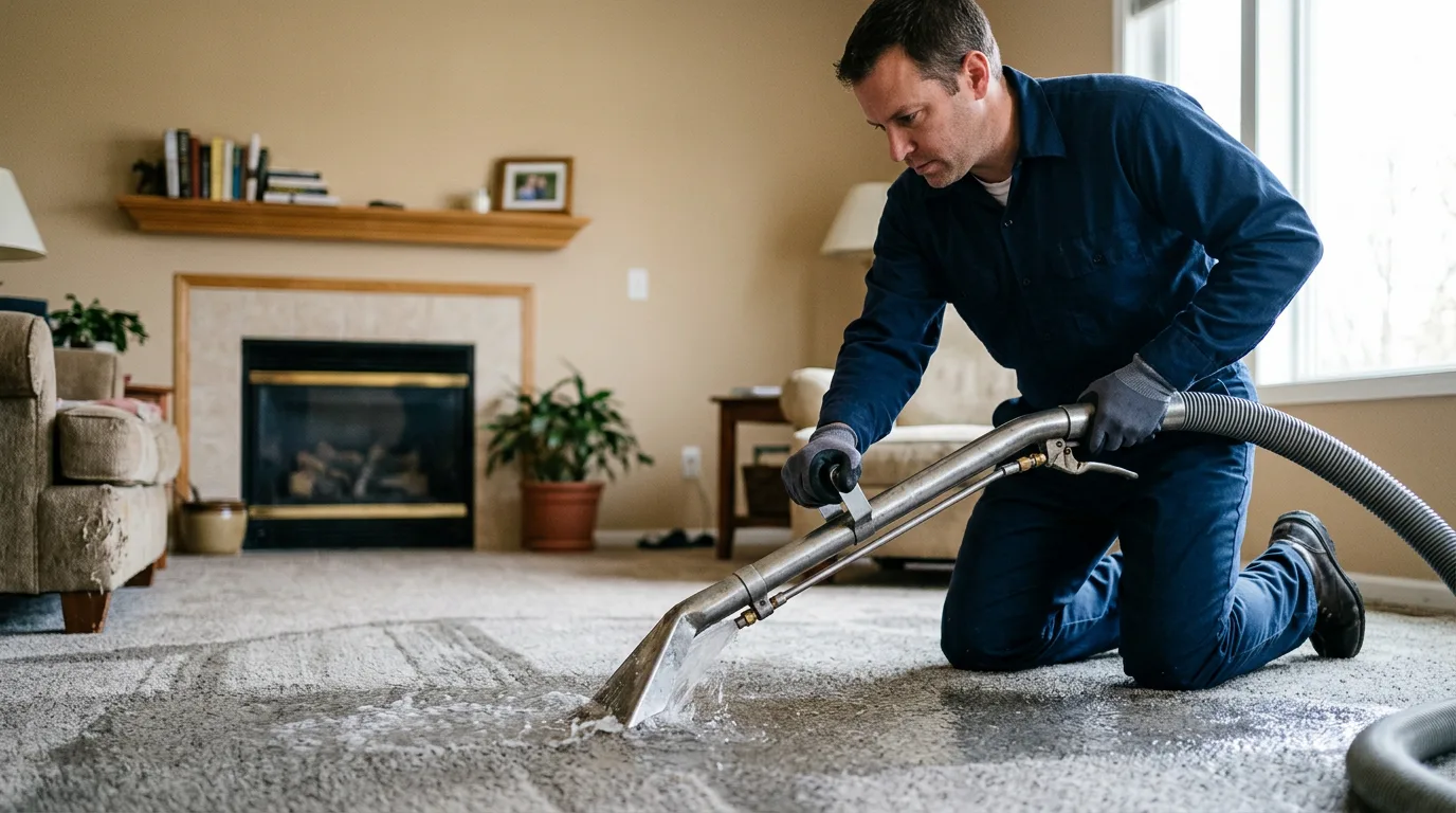 Water damage restoration technician working near Chester, VA